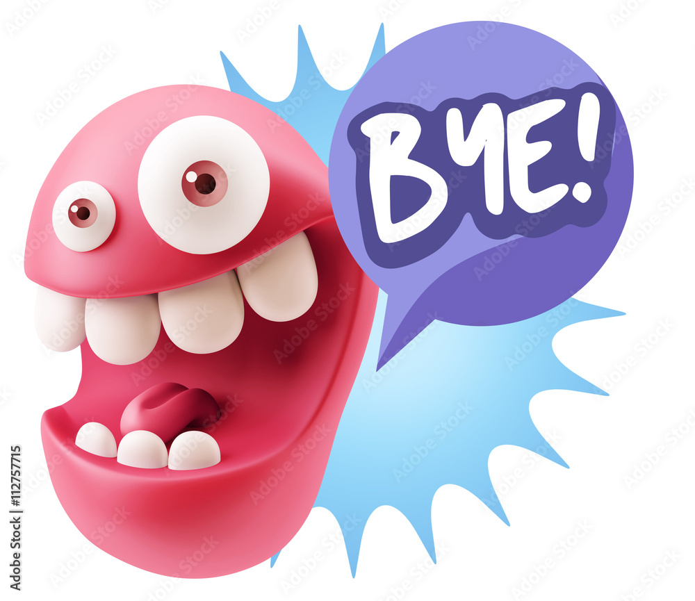 3d Illustration Laughing Character Emoji Expression saying Bye w 3d Illustration Laughing Character Emoji Expression saying Bye w