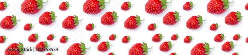 panorama ripe fresh red strawberries  pattern