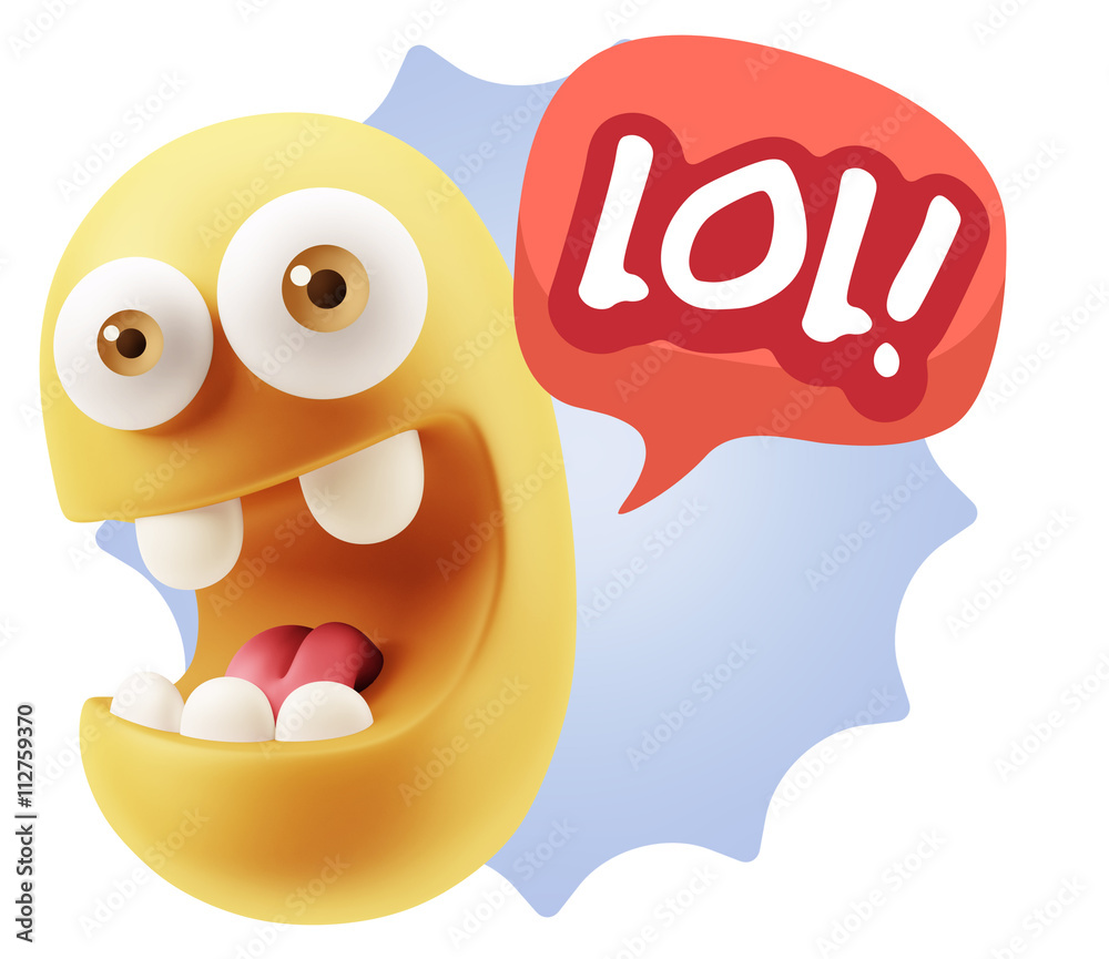 3d Illustration Laughing Character Emoji Expression saying Lol w 3d Illustration Laughing Character Emoji Expression saying Lol w