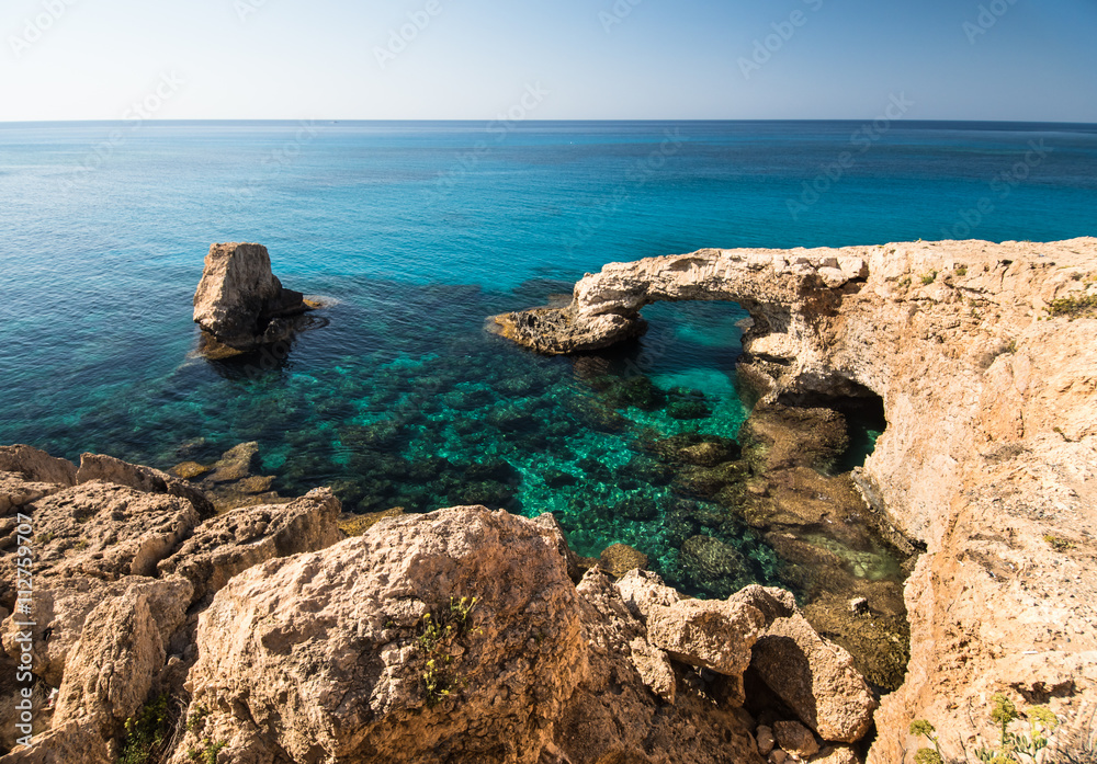 Beautiful beach view. Beautiful natural rock arch in Ayia Napa on Cyprus island
