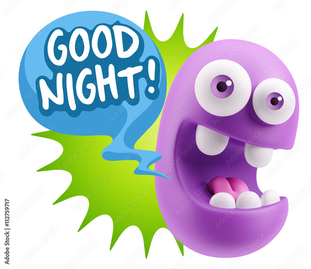 3d Rendering Smile Character Emoticon Expression saying Good Nig 3d Rendering Smile Character Emoticon Expression saying Good Nig