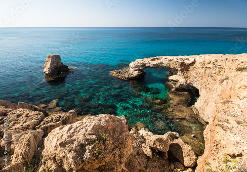 Beautiful beach view. Beautiful natural rock arch in Ayia Napa on Cyprus island 