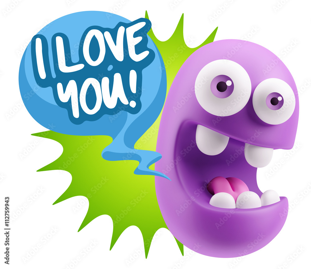 3d Rendering Smile Character Emoticon Expression saying I Love Y 3d Rendering Smile Character Emoticon Expression saying I Love Y