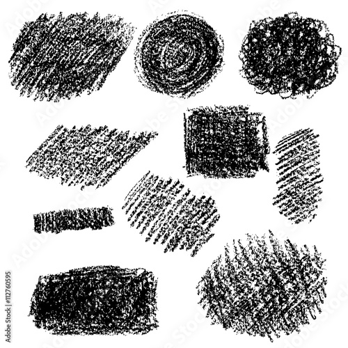 Set of black chalk texture.