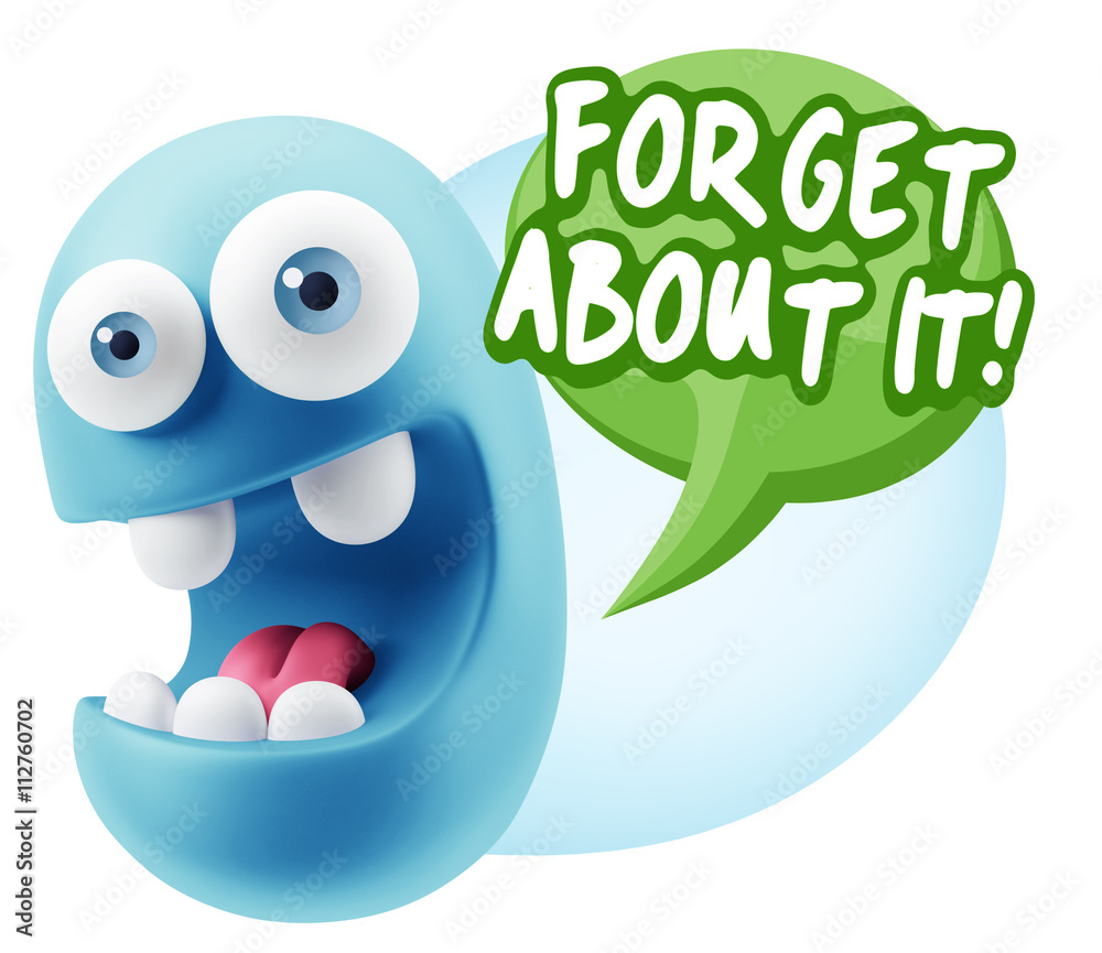 3d Rendering Smile Character Emoticon Expression saying Forget A 3d Rendering Smile Character Emoticon Expression saying Forget A