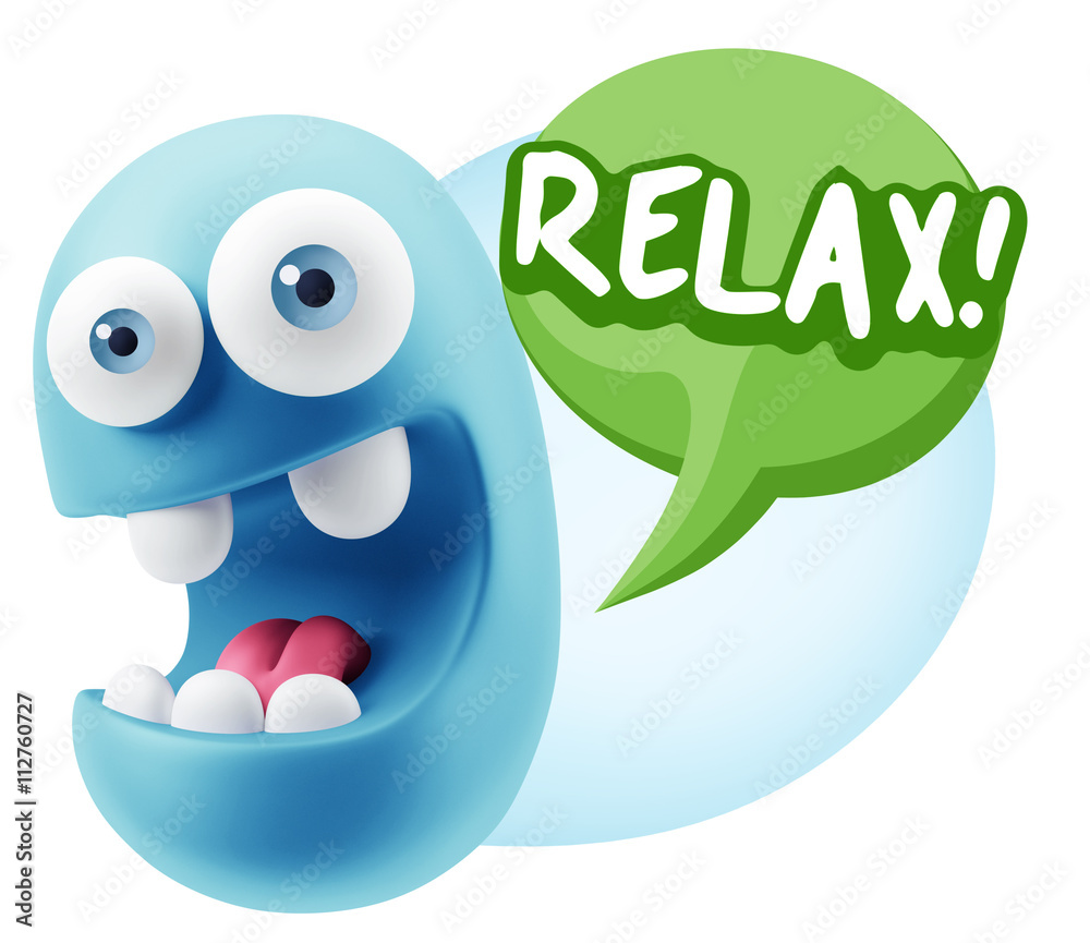 3d Rendering Smile Character Emoticon Expression saying Relax wi 3d Rendering Smile Character Emoticon Expression saying Relax wi