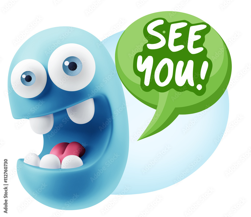 3d Rendering Smile Character Emoticon Expression saying See You 3d Rendering Smile Character Emoticon Expression saying See You