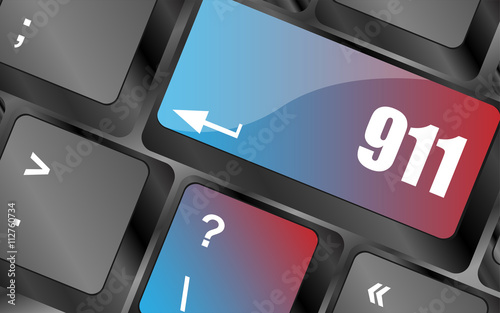 Computer keyboard keys with the 911 sign keyboard keys, keyboard button, keyboard icon