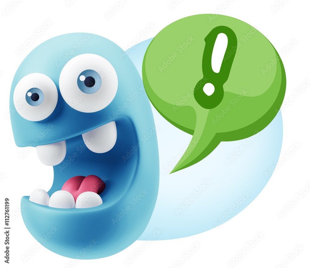 Obraz premium 3d Rendering Smile Character Emoticon Expression saying ! with C