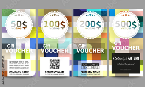 Set of gift voucher templates. Abstract colorful business background, modern stylish vector texture