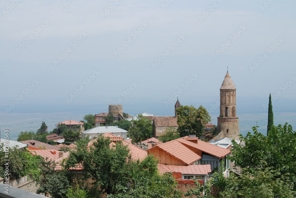 View from Signakhi towards Alazani Valley.  Kakheti. Georgia