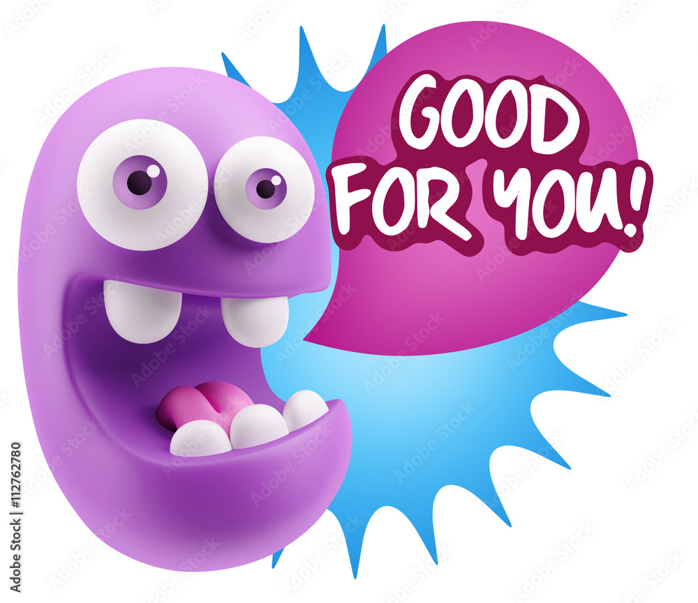 3d Rendering Smile Character Emoticon Expression saying Good For