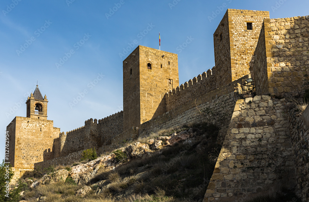 Fototapeta premium Medieval walls of the Alcazaba de Antequera. Andalusia. Spain.