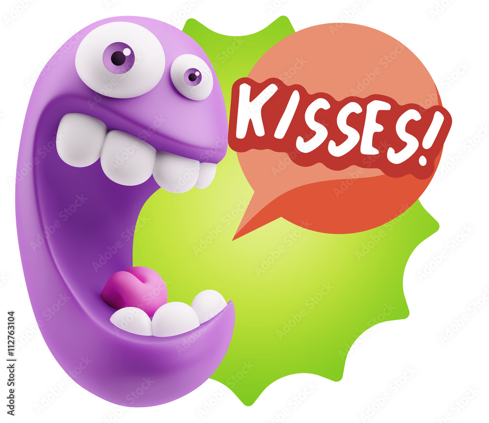 3d Rendering Smile Character Emoticon Expression saying Kisses w 3d Rendering Smile Character Emoticon Expression saying Kisses w