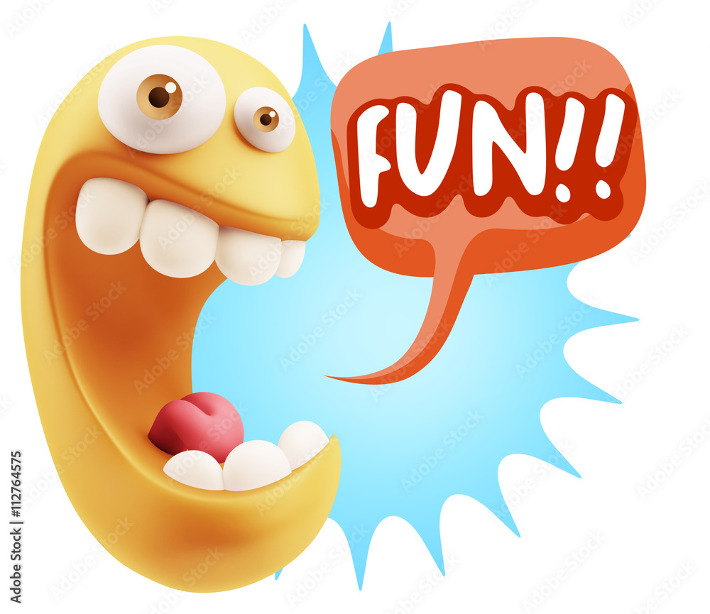 3d Illustration Laughing Character Emoji Expression saying Fun w 3d Illustration Laughing Character Emoji Expression saying Fun w