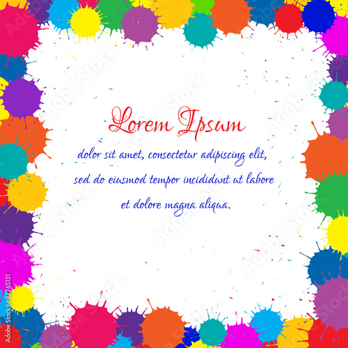 Vector Frame With Color Ink Blots over White