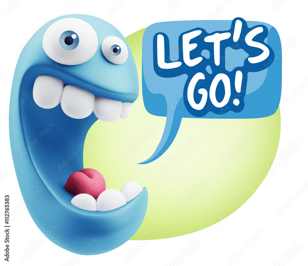 3d Rendering Smile Character Emoticon Expression saying Let'S Go 3d Rendering Smile Character Emoticon Expression saying Let'S Go