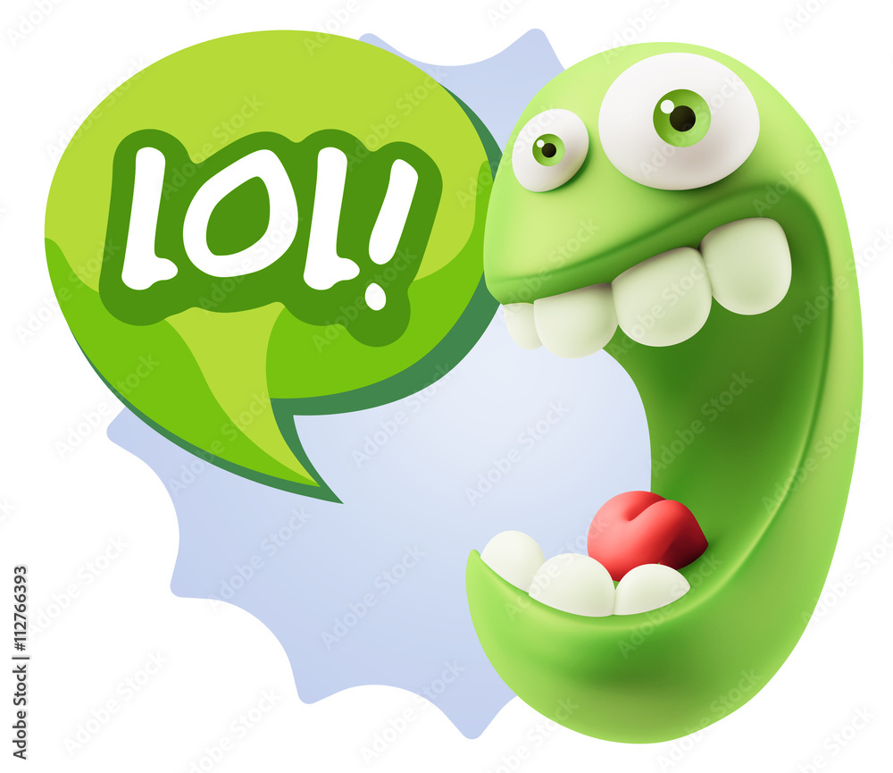 3d Illustration Laughing Character Emoji Expression saying Lol w 3d Illustration Laughing Character Emoji Expression saying Lol w
