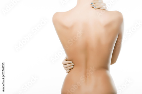 Canvas Print back of beautiful girl with perfect skin on a white background