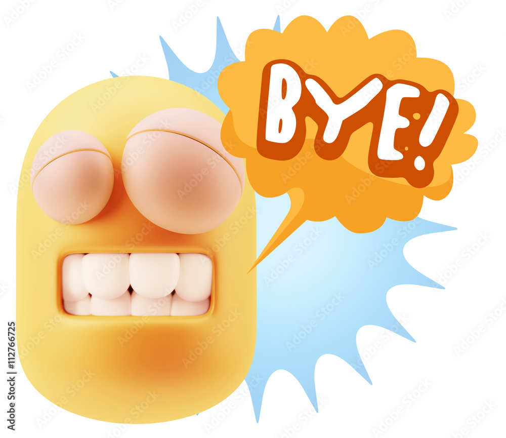 3d Illustration Laughing Character Emoji Expression saying Bye w 3d Illustration Laughing Character Emoji Expression saying Bye w