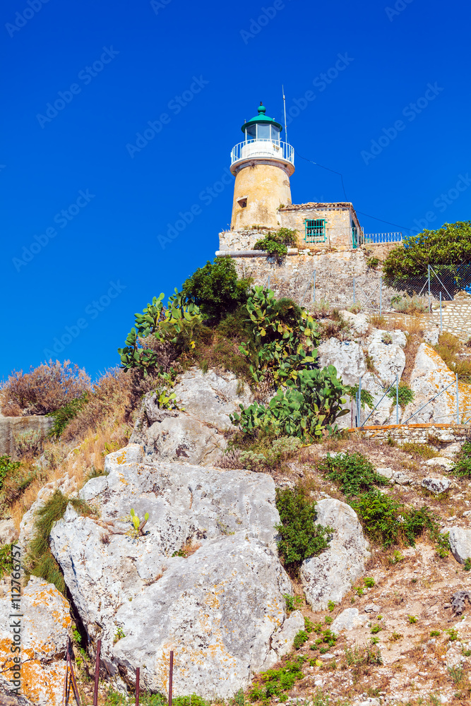 Lighthouse at Old Fortress in Kerkyra, Corfu island