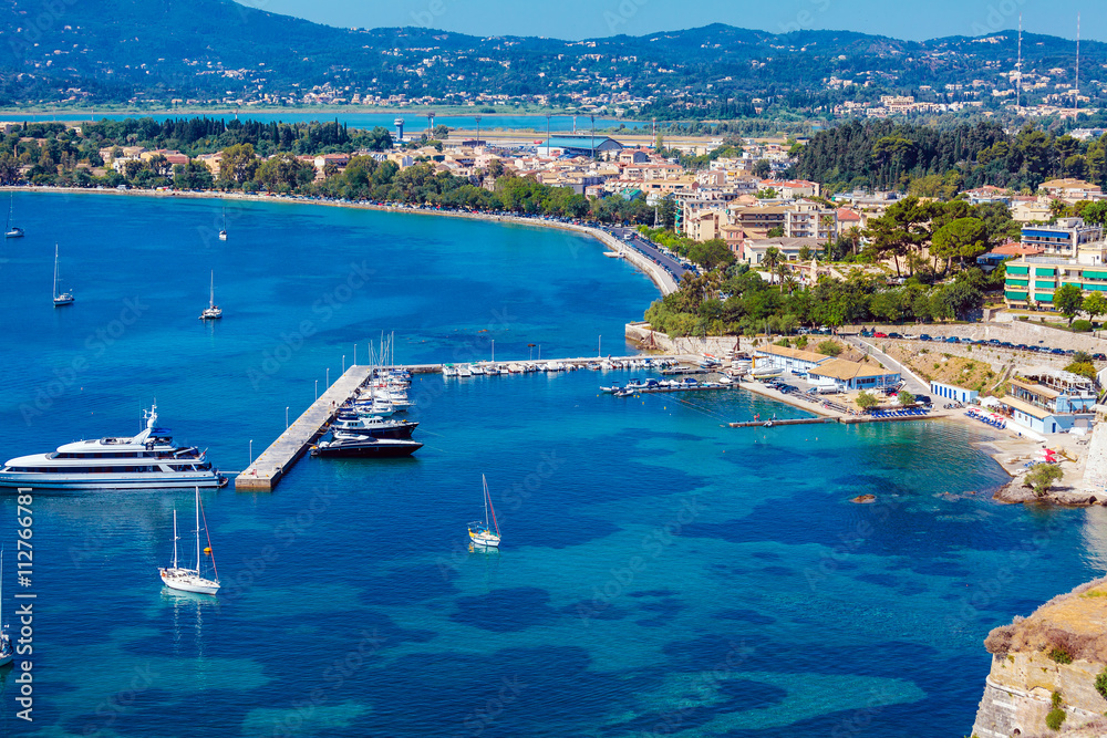 Obraz premium Marina with yachts, Corfu city