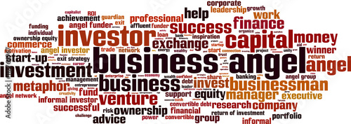Business angel word cloud concept. Vector illustration