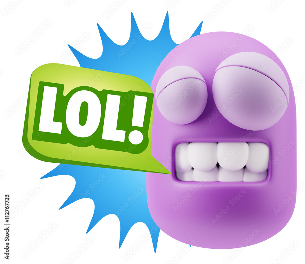 3d Illustration Laughing Character Emoji Expression saying Lol w 3d Illustration Laughing Character Emoji Expression saying Lol w