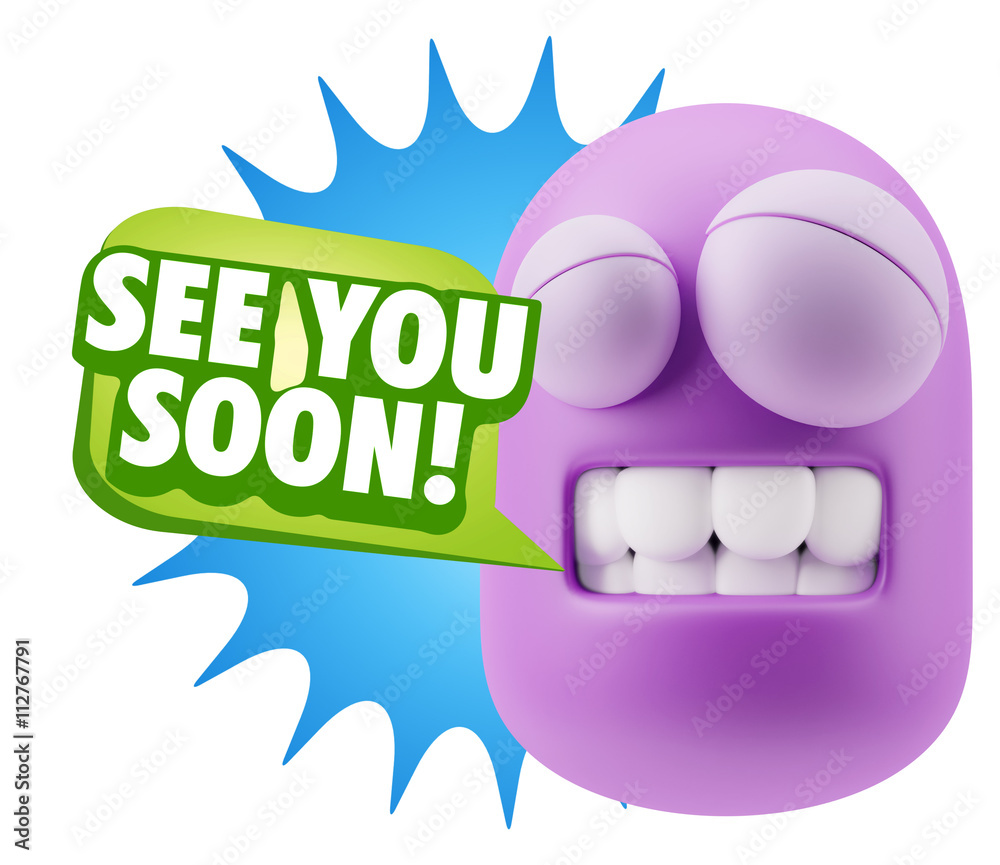 3d Rendering Smile Character Emoticon Expression saying See You 3d Rendering Smile Character Emoticon Expression saying See You