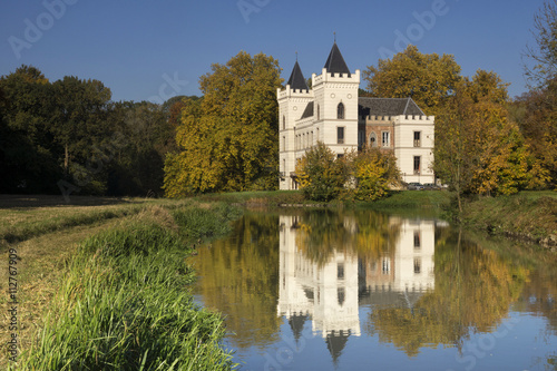 Beverweerd castle in autumn colors reflecting in the Kromme Rijn river
 photo