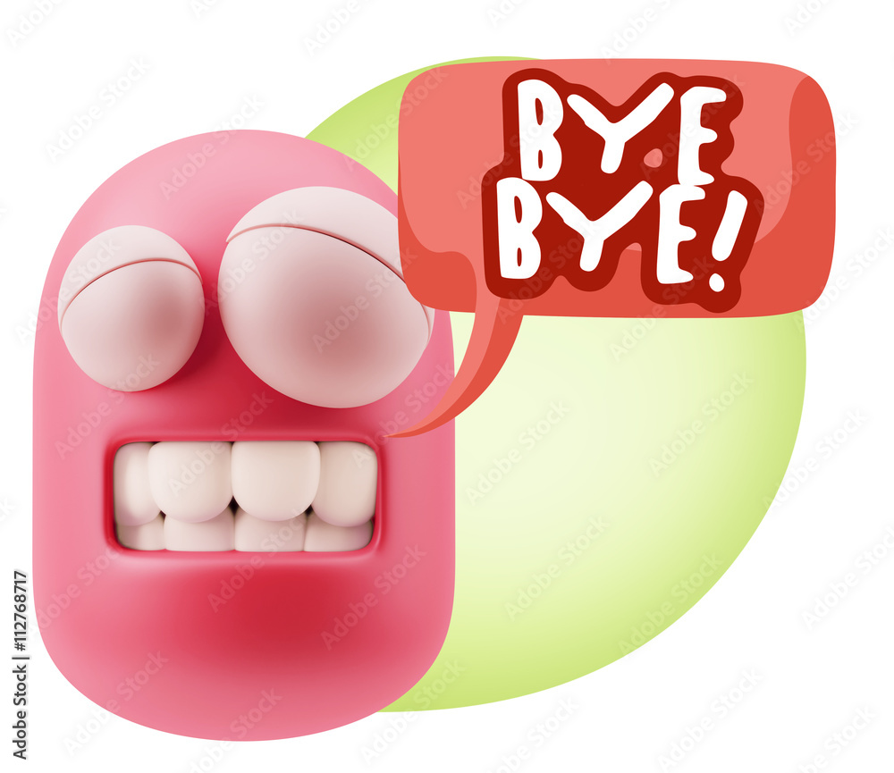 3d Rendering Smile Character Emoticon Expression saying Bye Bye 3d Rendering Smile Character Emoticon Expression saying Bye Bye