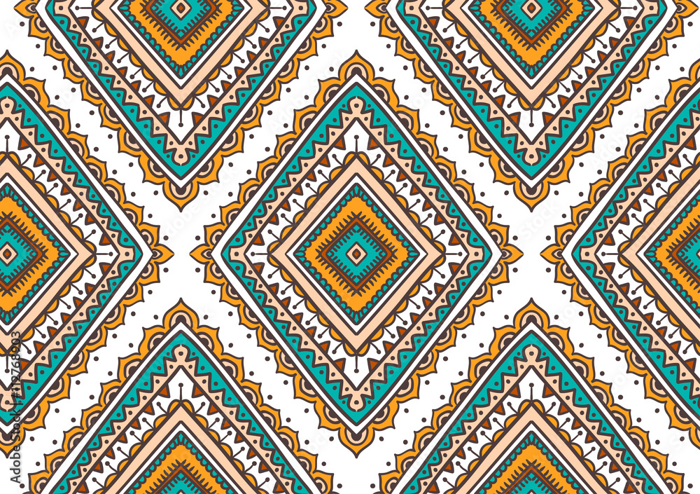 Vector seamless pattern with ethnic tribal ornamental rhombuses . Boho and hippie stylish background. American indian motifs.
