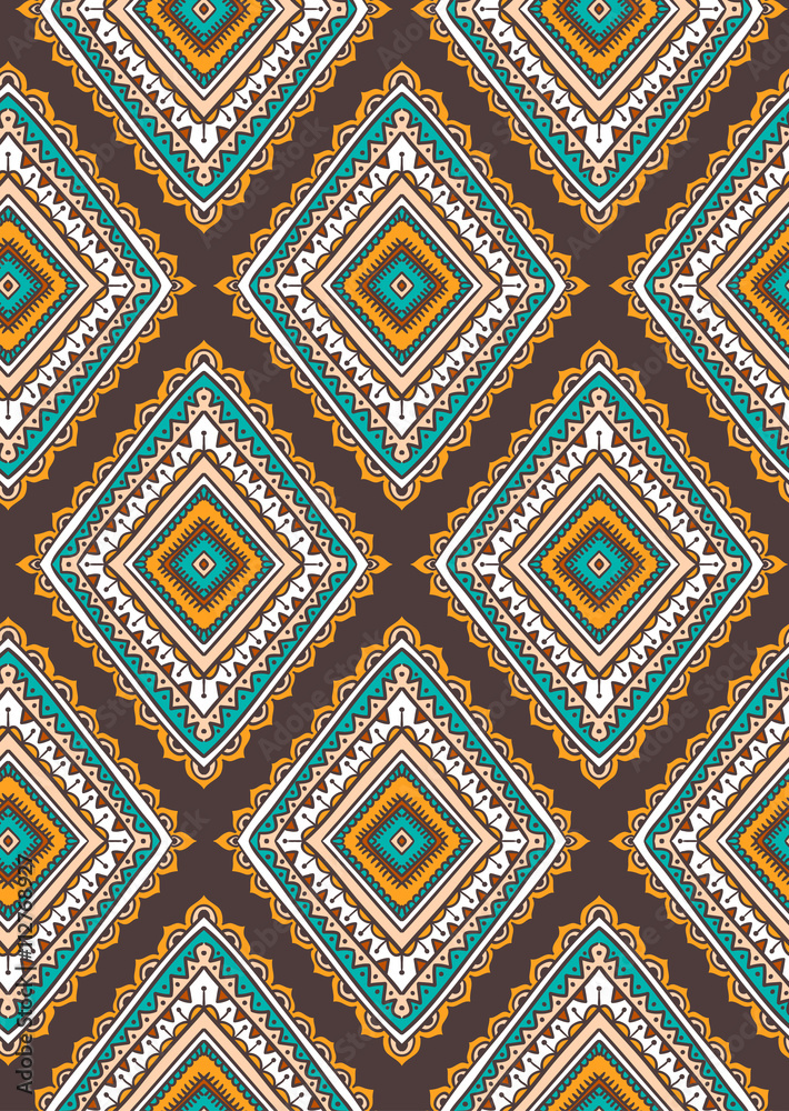 Vector seamless pattern with ethnic tribal ornamental rhombuses . Boho and hippie stylish background. American indian motifs.
Vector seamless pattern with ethnic tribal ornamental rhombuses . Boho and hippie stylish background. American indian motifs.
