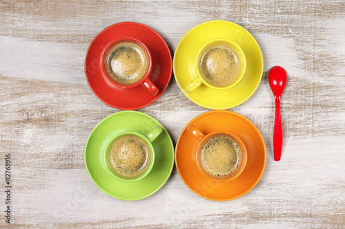 Coffee in colorful cups