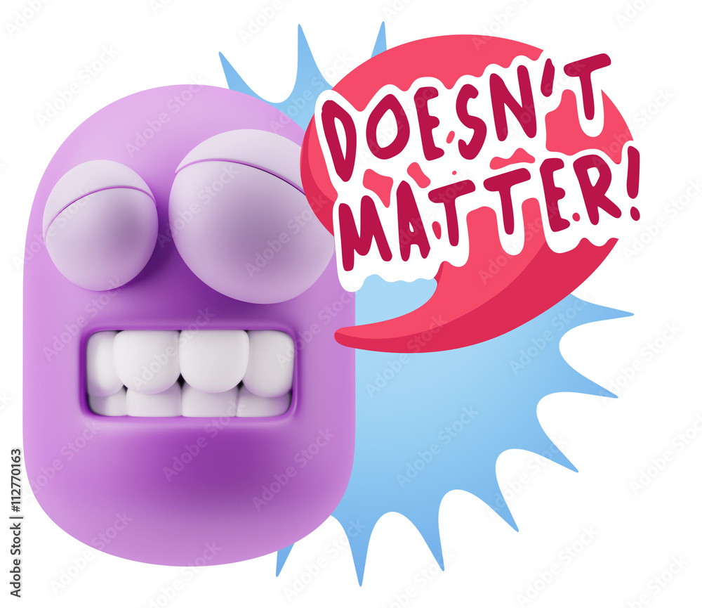 3d Rendering Smile Character Emoticon Expression saying It Doesn