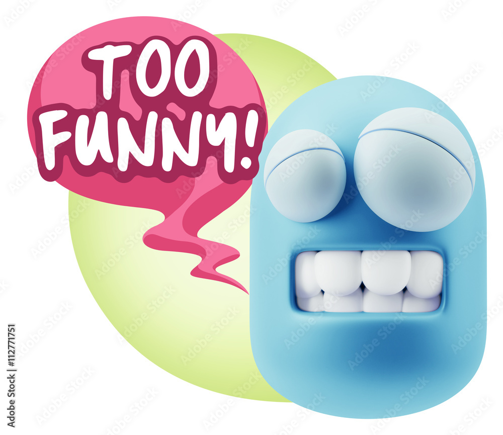 3d Rendering Smile Character Emoticon Expression saying Very Fun