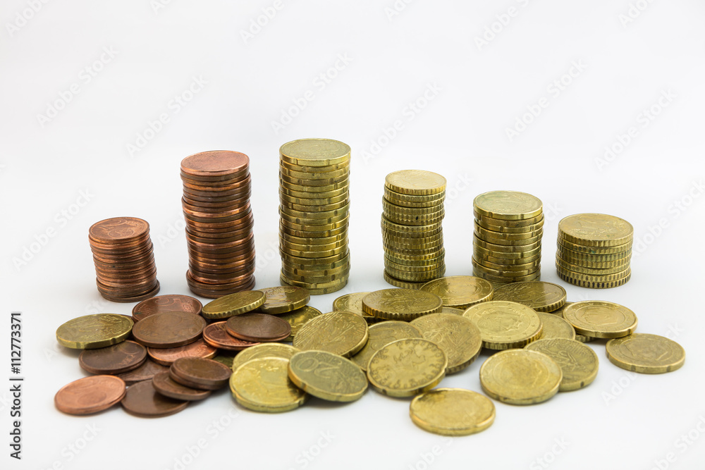 pièces de monnaie Euro empilées pièces de monnaie Euro empilées