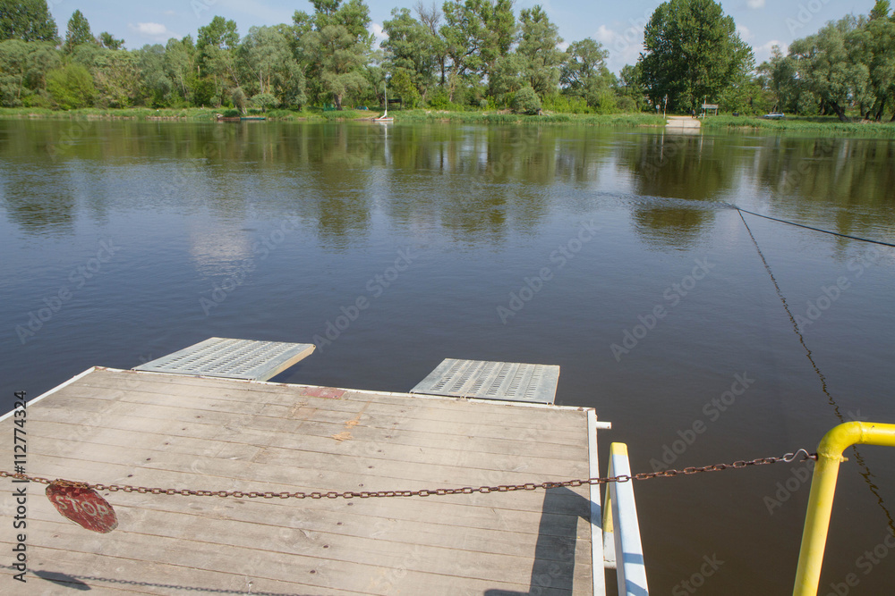 Naklejka premium Ferry crossing the River Bug, Poland