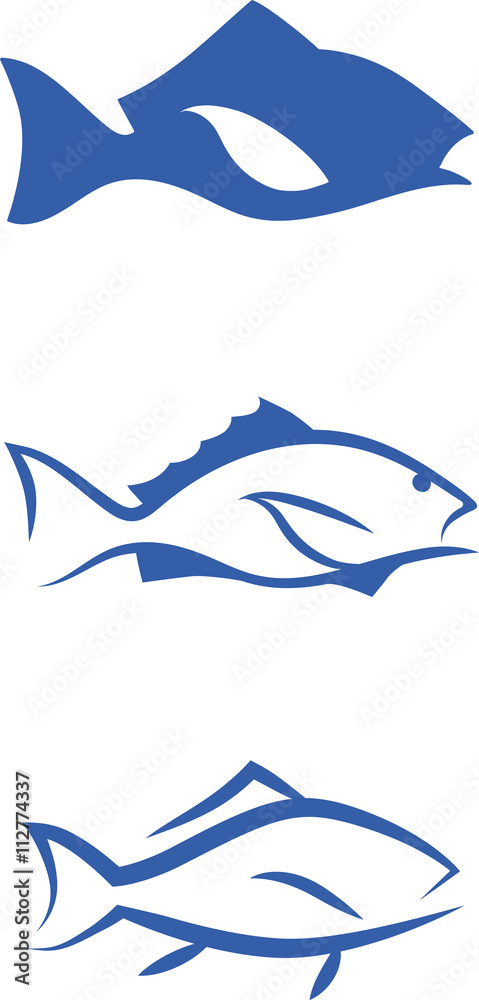 Fototapeta premium three silhouettes of red snapper fish 