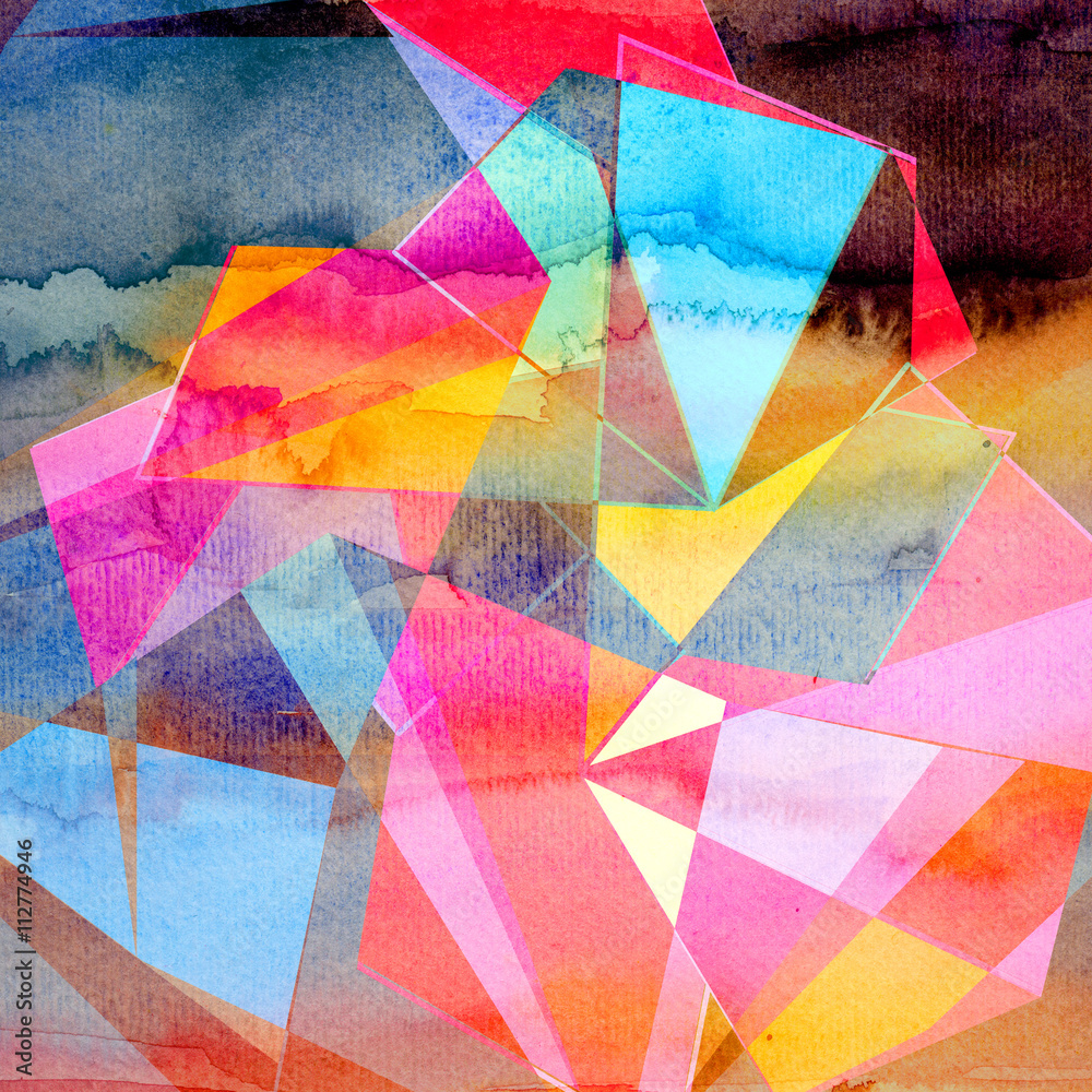 Fototapeta premium abstract watercolor geometric background