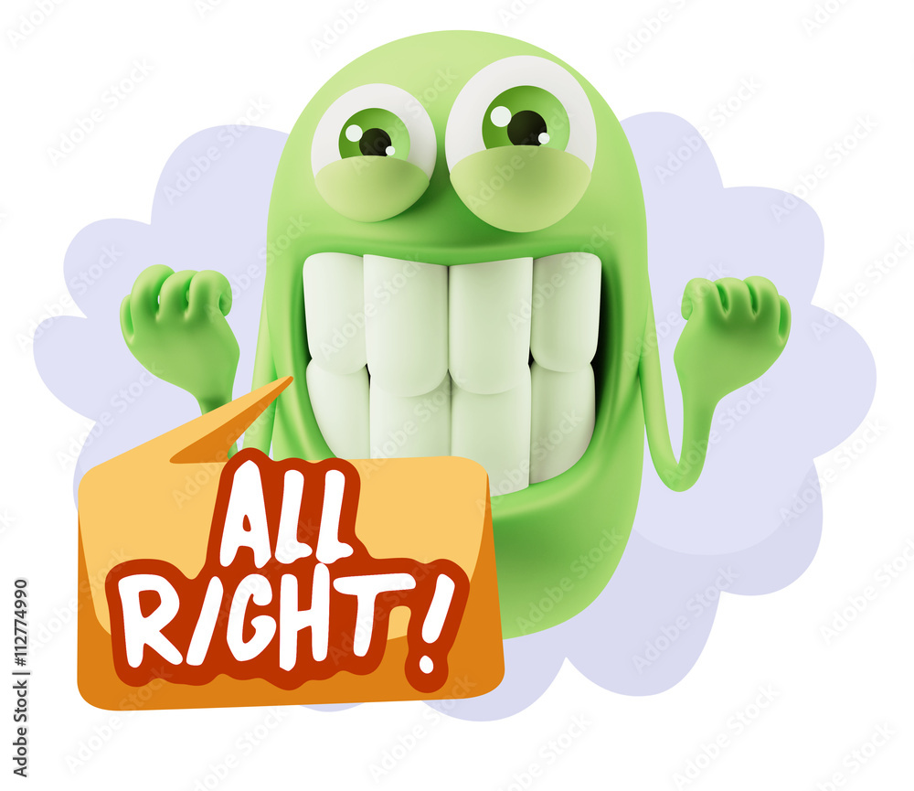 3d Rendering Smile Character Emoticon Expression saying All Righ 3d Rendering Smile Character Emoticon Expression saying All Righ