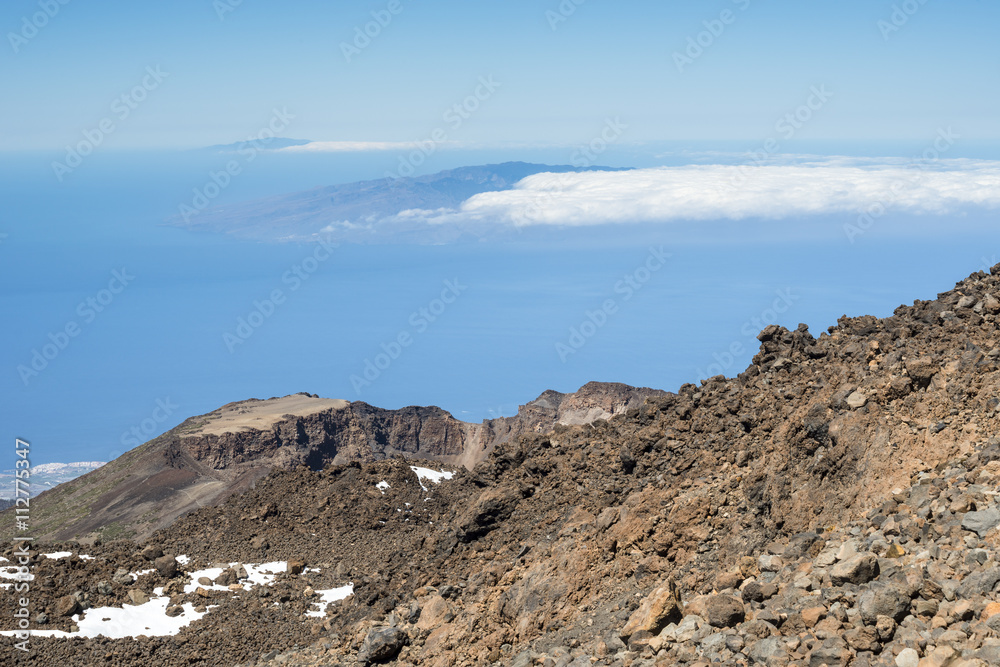 View from volcano Teide  on Tenerife in the Canary Islands. Spain.