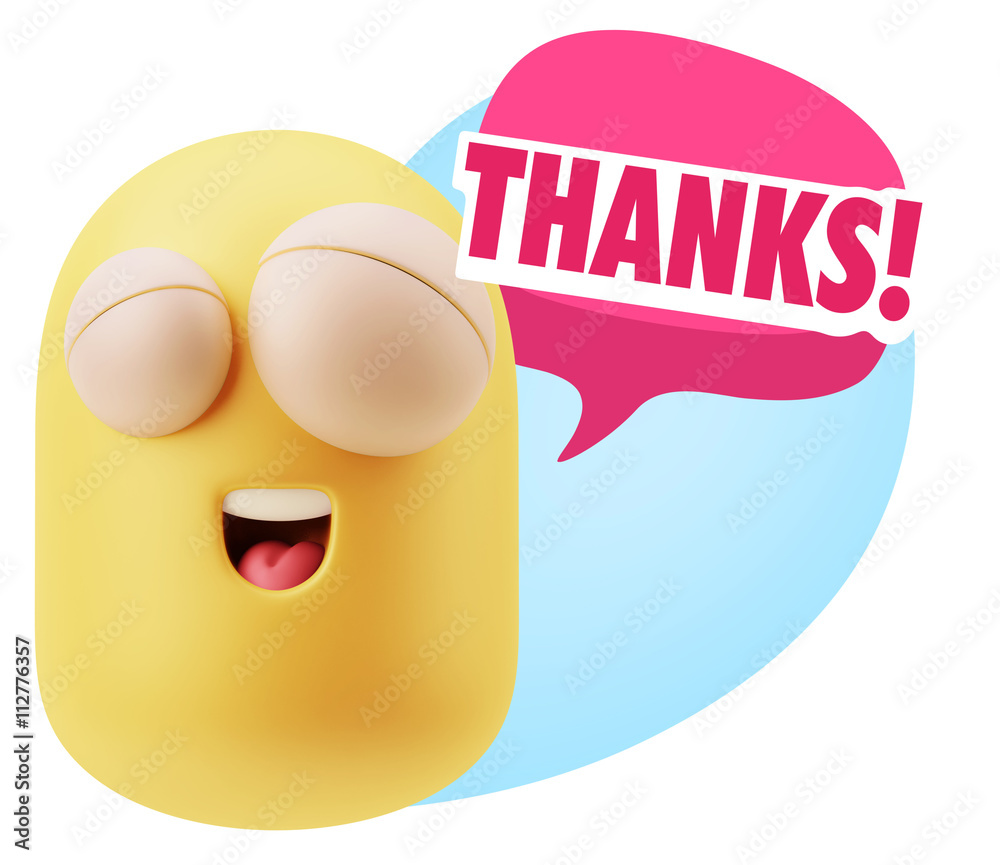 3d Rendering Smile Character Emoticon Expression saying Thanks w 3d Rendering Smile Character Emoticon Expression saying Thanks w