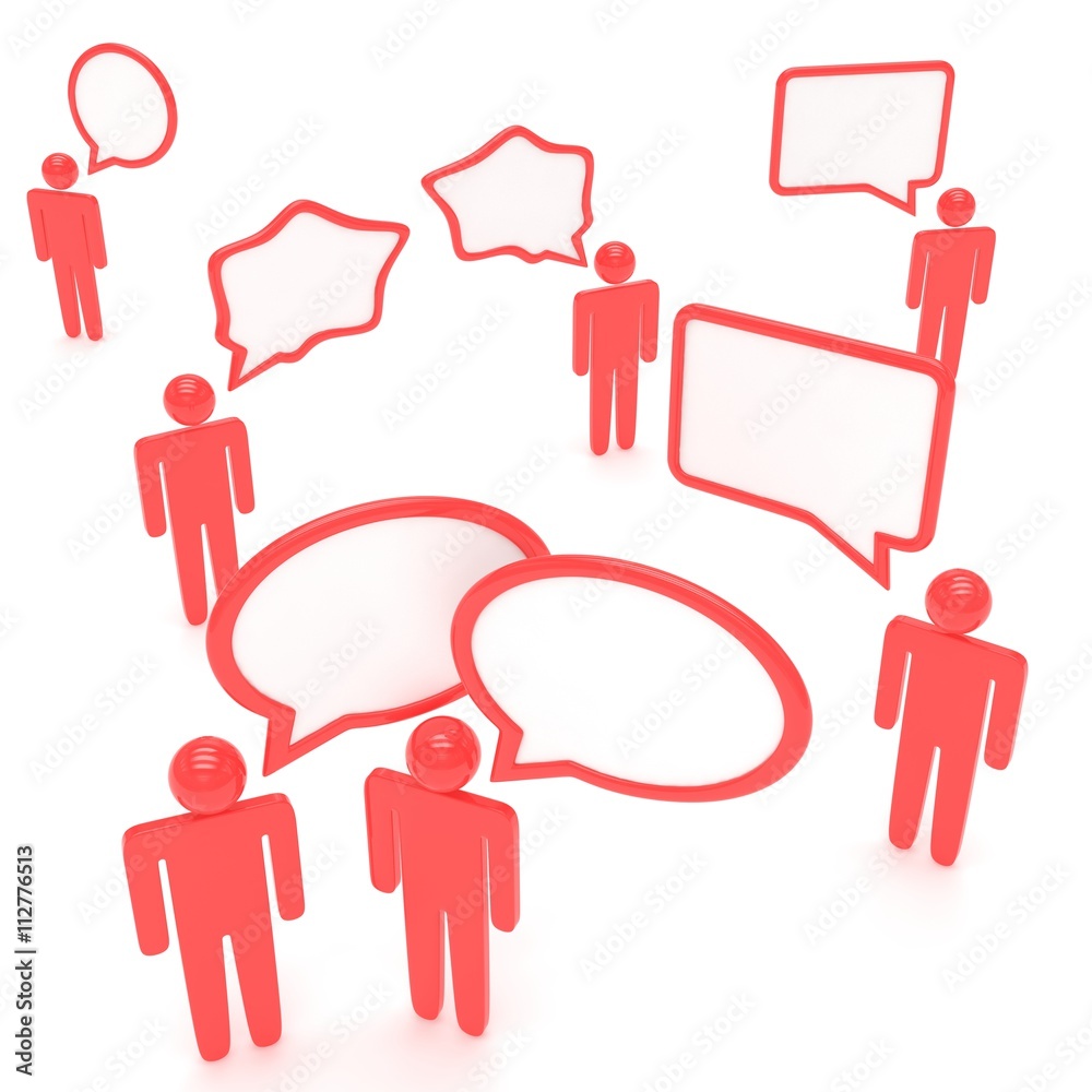people with talk bubbles isolated over a white background. 3d rendering. people with talk bubbles isolated over a white background. 3d rendering.