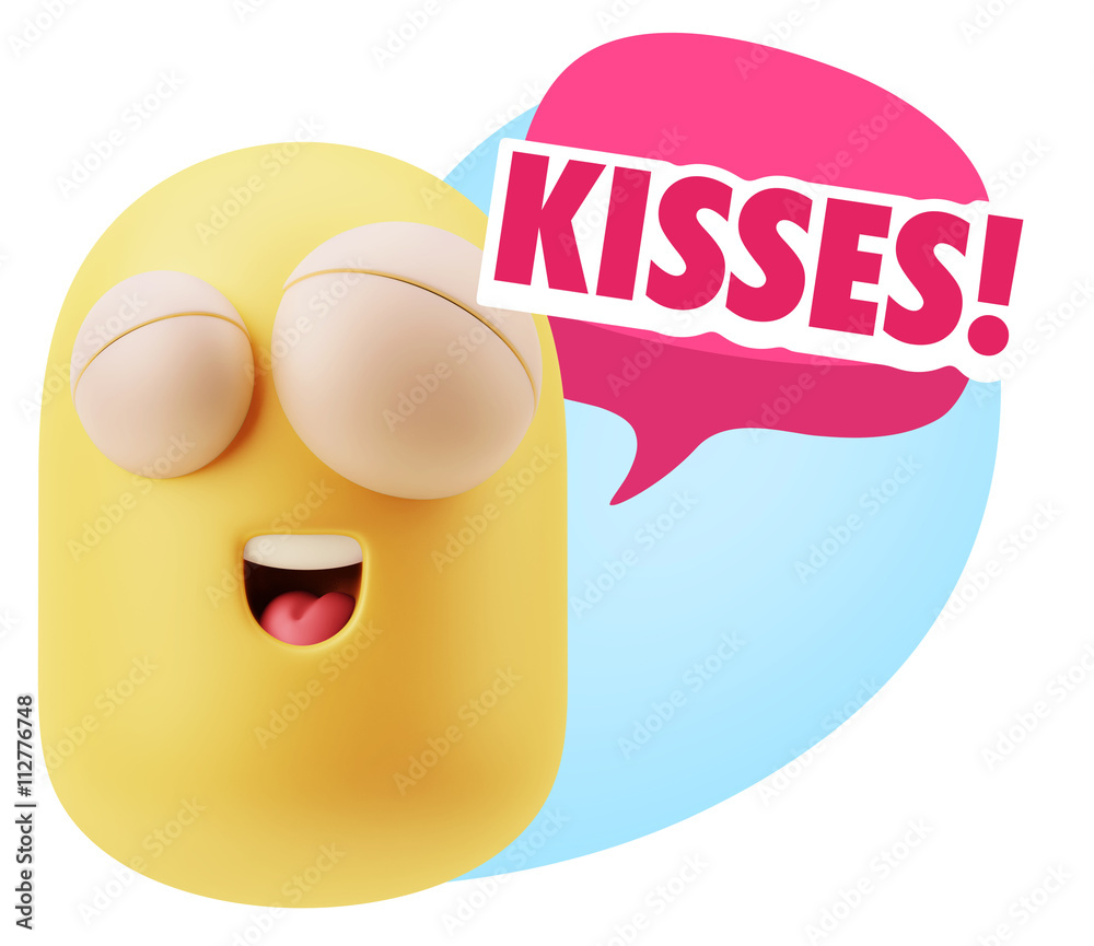 3d Rendering Smile Character Emoticon Expression saying Kisses w 3d Rendering Smile Character Emoticon Expression saying Kisses w