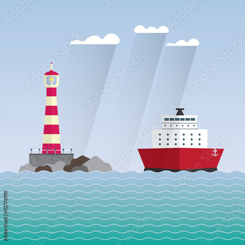 ship and lighthouse