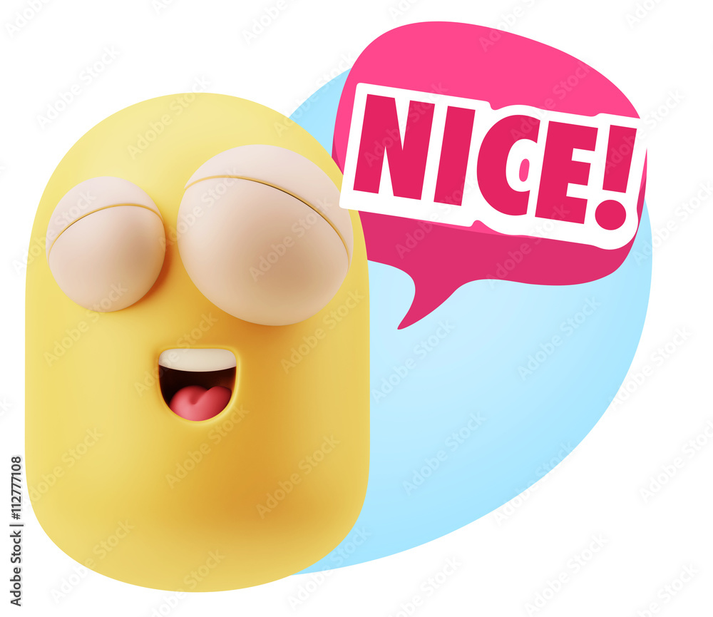 3d Rendering Smile Character Emoticon Expression saying Nice wit 3d Rendering Smile Character Emoticon Expression saying Nice wit