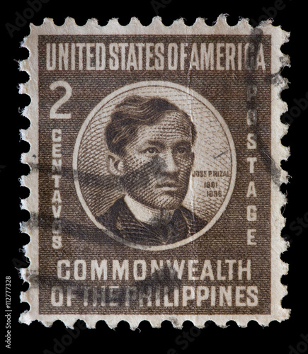 United States used postage stamp showing revolutionist Jose Rizal photo