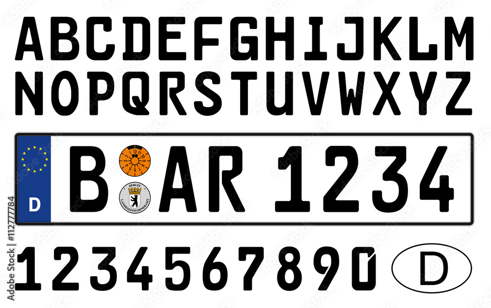 germany, car plate symbols, numbers and letters