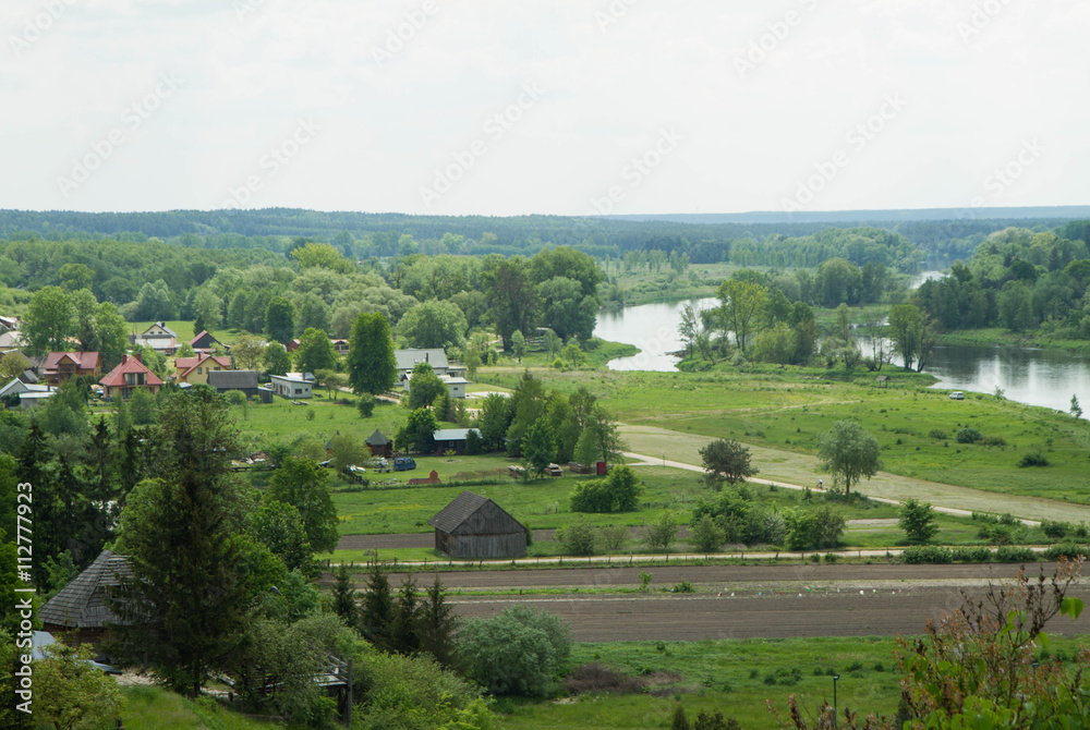 View of the River Bug from a castle hill in the village of Mielnik, Poland